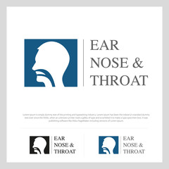ENT logo Head for ear, nose, throat doctor. logo Line vector icon. Editable stroke. illustration Flat linear