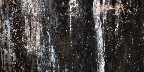 Grunge metal background and rust texture. Panoramic texture of old dark dirty iron panel damaged corrosion. 