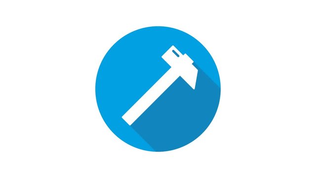 Blue motion graphic icon animation hammer