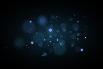 Lights bokeh on a black background. Glares with flying glowing particles. Ligh effect. Vector illustration © sersupervector