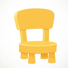 Yellow baby chair with short legs object isolated on white background