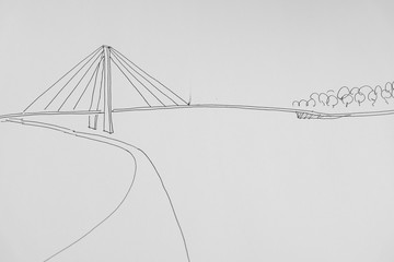 Illustration of a bridge drawn on paper