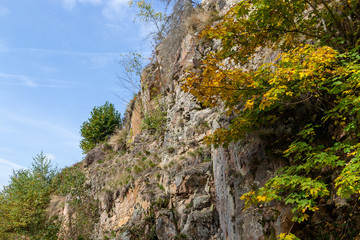 Fototapeta na wymiar Landscape with trees and rocks along a trail nearby St. Blasien