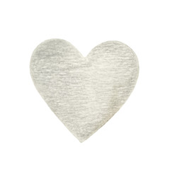 Grey heart shape with watercolor and colored pencils. Design element for St. Patrick's Day and Valentine's Day. Hand-drawn illustration on a white background isolated