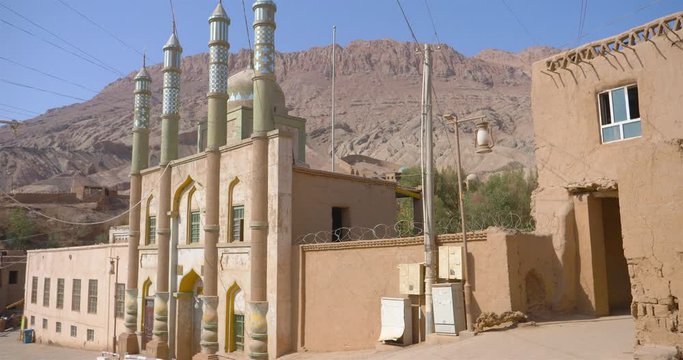 Ancient traditional residential old house in Tuyoq village valley inTurpan Xinjiang Province China.