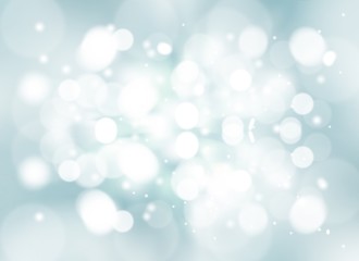 Blue green abstract background. white bokeh stars blurred beautiful shiny lights and snowflake, use wallpaper backdrop Christmas wedding card and texture your product.