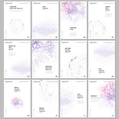 Fototapeta na wymiar A4 brochure layout of covers design templates for flyer leaflet, A4 brochure design, report, presentation, magazine cover, book design. Deep learning artificial intelligence. Big data visualization.