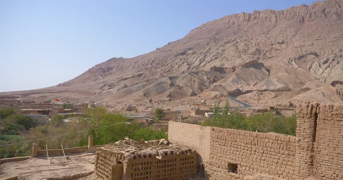 Ancient traditional residential old house in Tuyoq village valley inTurpan Xinjiang Province China.