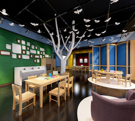 3d render Kindergarten kids school interior