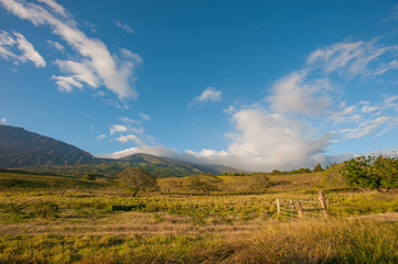 Rolling Hills and blue sky, Kaupo Gap, Maui, Hawaii