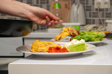 Home made breakfast eggs with lemon