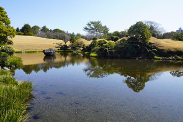 Naklejka premium Lake in garden