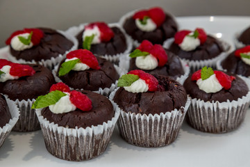 muffins with chocolate and berries