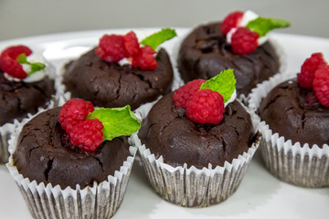 muffins with chocolate and berries