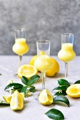 liqueur Limoncello traditional Italian digestif, Italian food in Italy