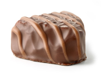 chocolate praline on white background