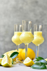 liqueur Limoncello traditional Italian digestif, Italian food in Italy