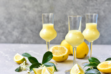 liqueur Limoncello traditional Italian digestif, Italian food in Italy