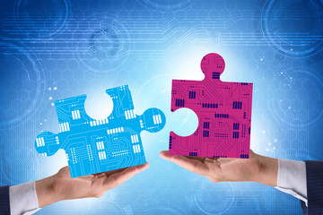 Digital transformation concept with jigsaw puzzle