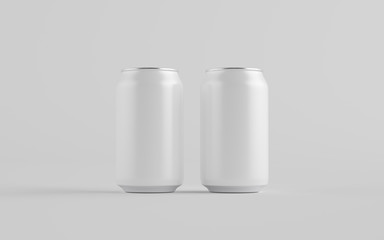 12 oz. / 330ml Aluminium Can Mockup - Two Cans. Blank Label.  3D Illustration