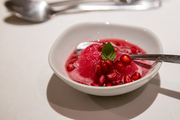 yogurt with strawberries and mint