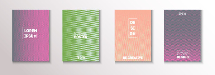 Wavy Minimal Cover Vector Set. Cool Technology Background. Modern 