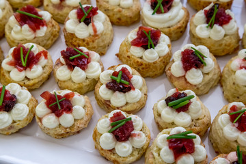 pastries with jam cream and berries