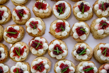pastries with jam cream and berries