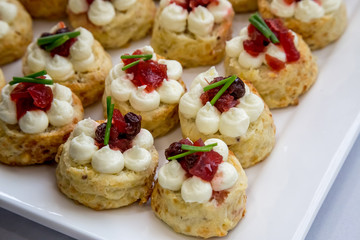pastries with jam cream and berries