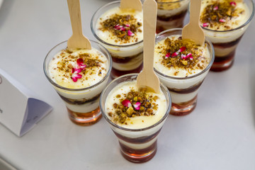 pudding cups with layers of fruit and yogurt 