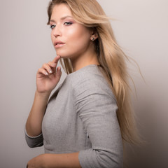 Young beautiful girl studio portrait.