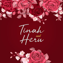 elegant maroon floral wedding invitation card