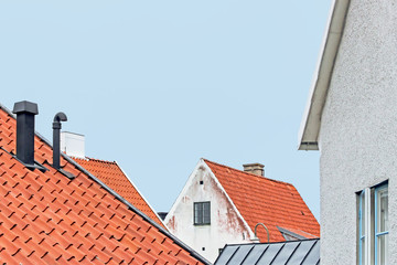 exterior of colorful buildings in Visby old town in Sweden