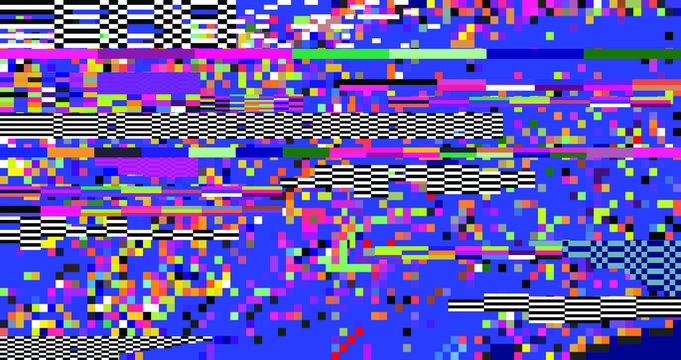 Retro VHS background like in old video tape rewind or no signal TV screen with glitch camera effect. Vaporwave/ retrowave style vector illustration.