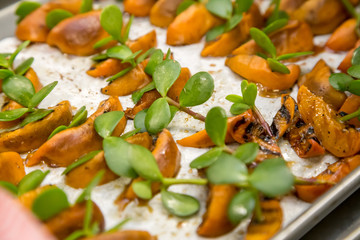 herb and grilled peaches