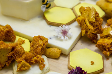 Dessert buffet with honey themed sweet treats