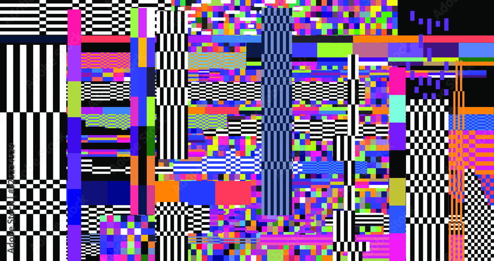 Poster Retro VHS background like in old video tape rewind or no signal TV screen with glitch camera effect. Vaporwave/ retrowave style vector illustration.