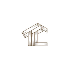 Initial letter TTC wooden house logo