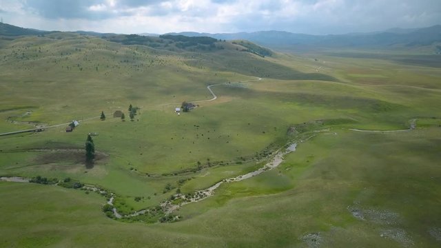 Vast Green Valley on the Zabljak Plane. Illyrian Burial Grounds on Zabljak Landscape.