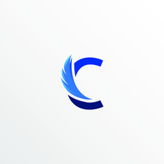 Initial Letter C with Feather Logo Design