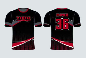 Black background body bottom filled with pattern and design of red and white slanted stripe shirt