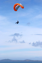 Paraglider above Newgale Beach, St Brides Bay, Wales	