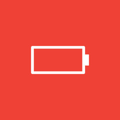 Battery Icon On Red Background. Red Flat Style Vector Illustration