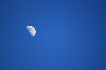 Half moon against rich blue sky