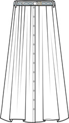 Obraz premium Skirt flat sketch template, fashion technical drawings, vector