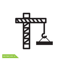Crane construction icon vector logo template
