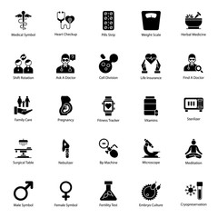  Pack Of Medical Equipment Glyph Icons 