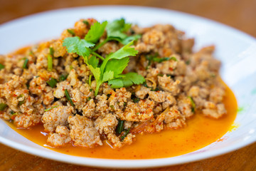 “Larb Moo” Spicy Minced Pork Salad Thai food