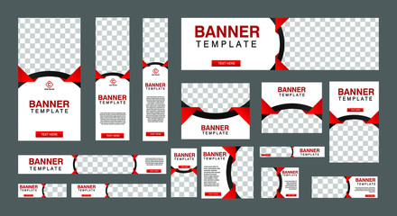 set of creative web banners of standard size with a place for photos. Business ad banner. Vertical, horizontal and square template. vector illustration EPS 10