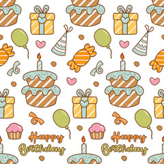 Seamless Pattern Happy Birthday Background